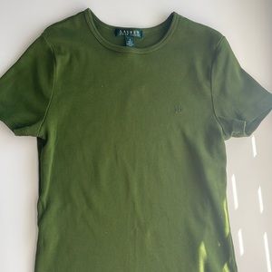 Ralph Lauren T-shirt, fitted, 100% cotton, moss color, S.